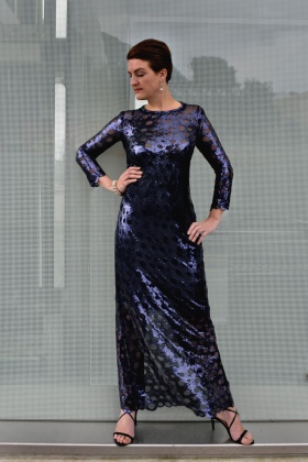Kate Henry Designs - Navy Sequin Long Dress