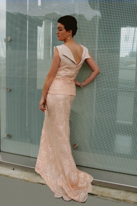 Kate Henry Designs - Blush sequin and silk wedding gown